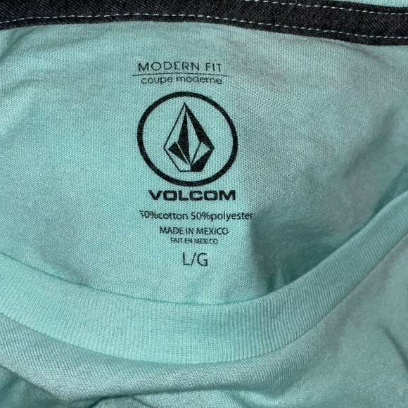 Volcom Crew Neck Mint Green with Black Logo T-Shirt - Picture 3 of 4